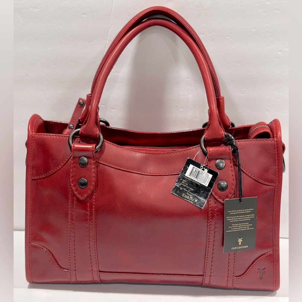 Frye Melissa Red Leather Satchel Shoulder Handbag Purse NWT